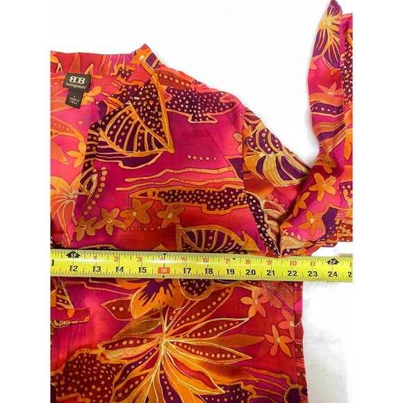 Boo Gemes cotton silk floral Hawaiian thin tunic blouse colorful cruise size L - Picture 10 of 12